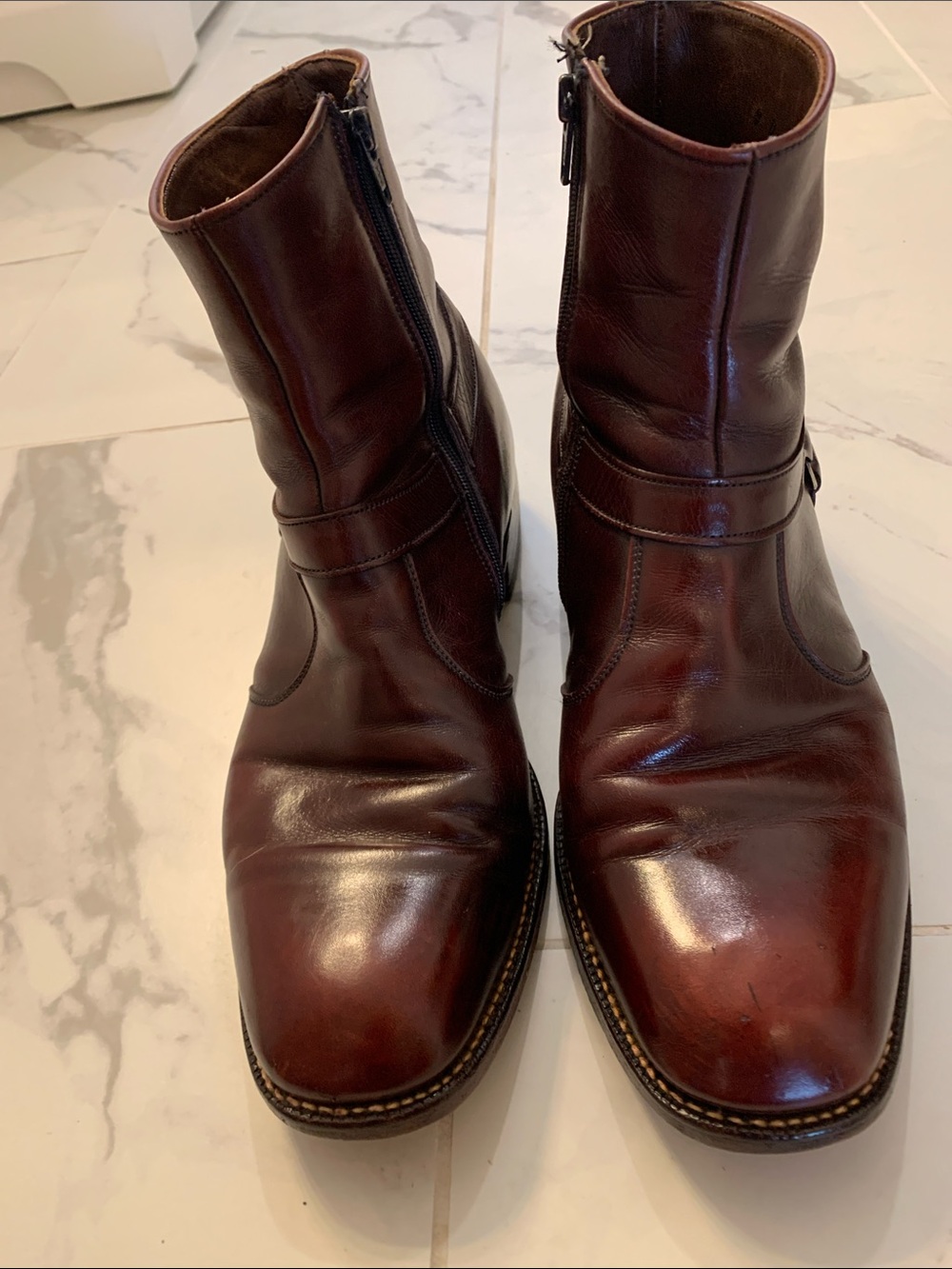 Vintage Oxblood Leather Side-Zip Dress Boots